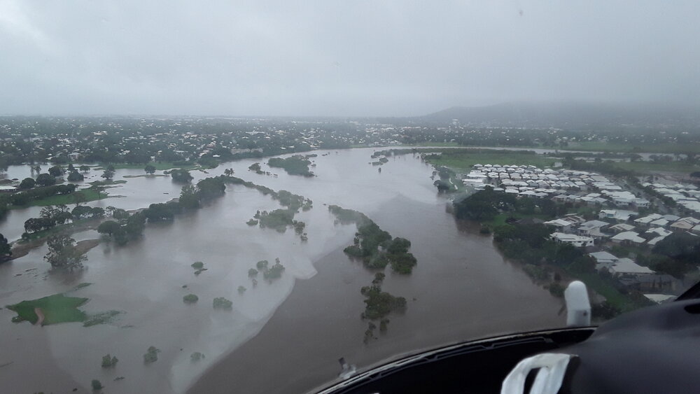 Townsville Golf Club, aerial photograph during floods, 2019. 