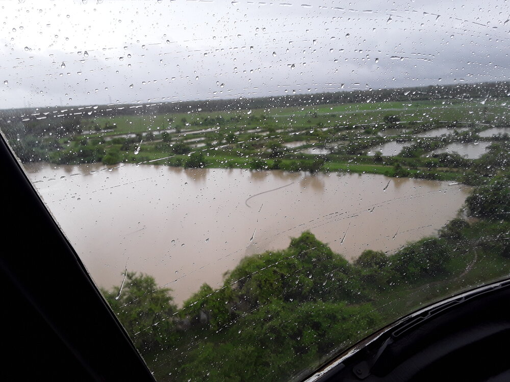 Ross River Dam Catchment Area, aerial photograph during floods, 2019. 