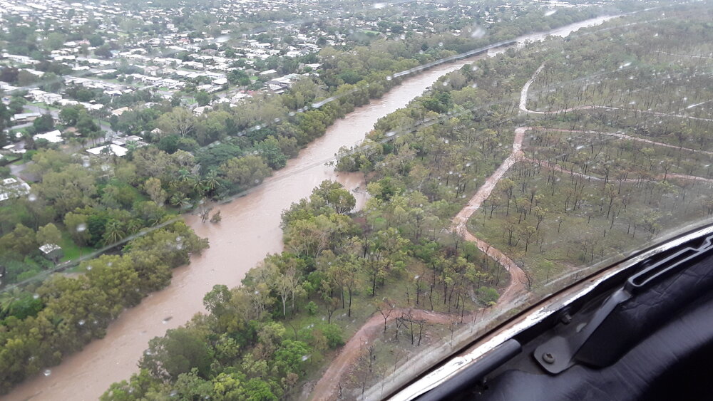 Ross River - Kelso, Douglas, aerial photograph during floods, 2019. 