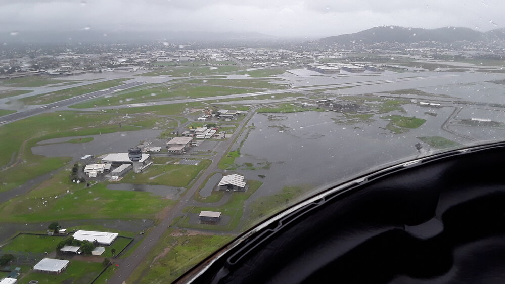 Townsville Airport, aerial photograph during floods, 2019. 