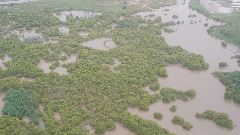 Oonoonba, aerial photograph during floods, 2019. 