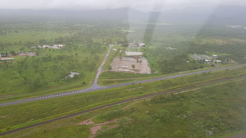 Stuart Landfill and Transfer Station, aerial photograph during floods, 2019. 