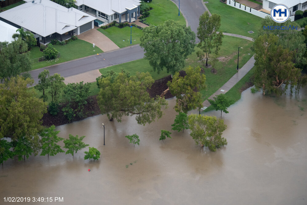 Ross River, near the Ring Road, Douglas, aerial photograph during floods, 2019. 