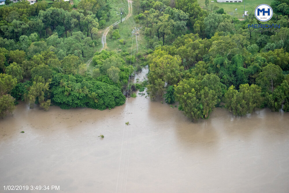 Ross River, Douglas, aerial photograph during floods, 2019. 