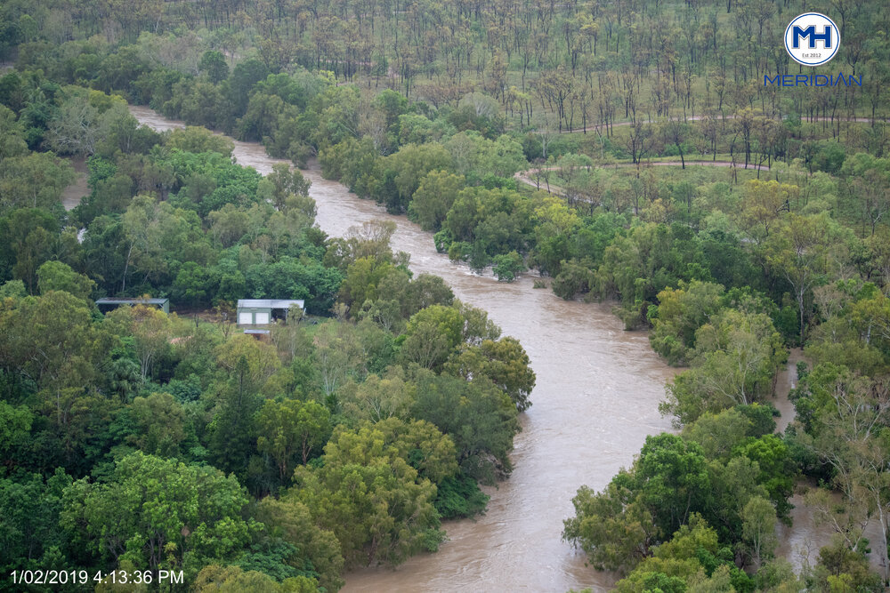Kelso, aerial photograph during floods, 2019. 