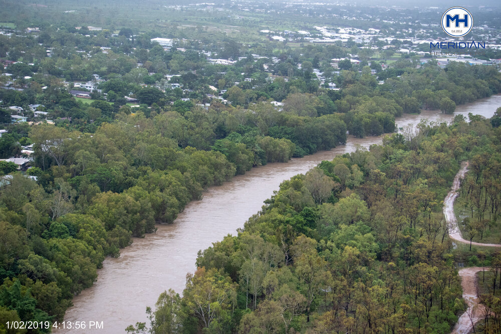 Kelso, aerial photograph during floods, 2019. 