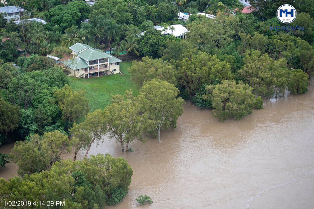 Kelso, aerial photograph during floods, 2019. 