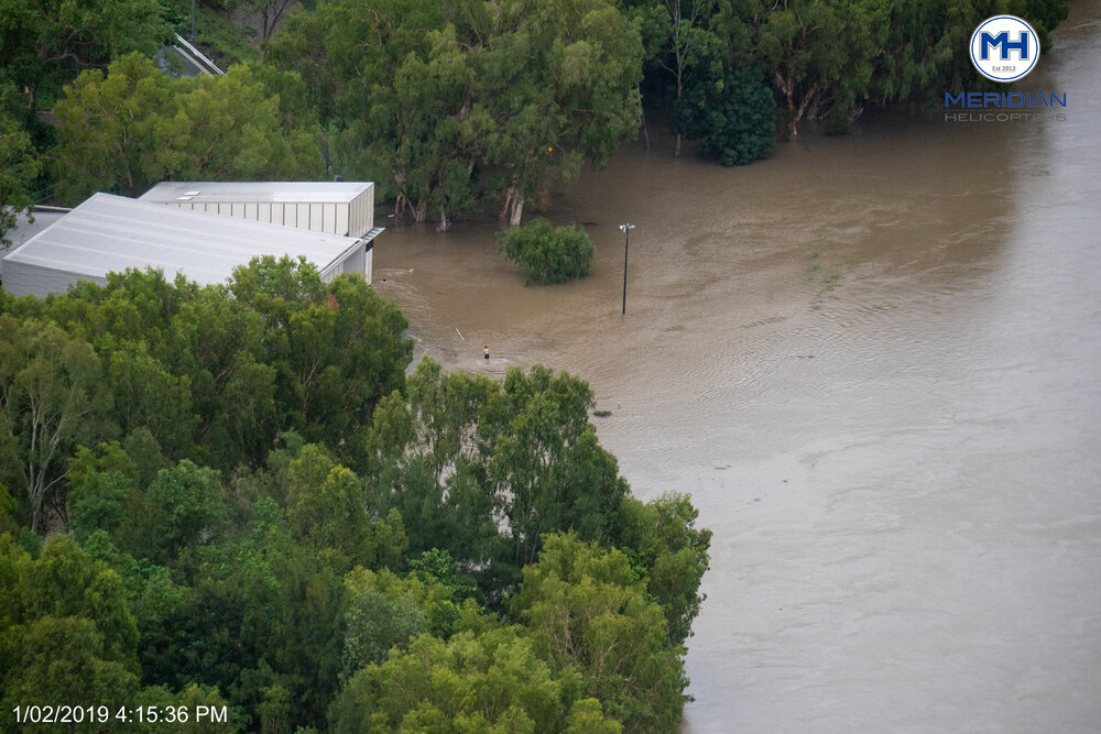 Ross River, Rasmussen, aerial photograph during floods, 2019. 