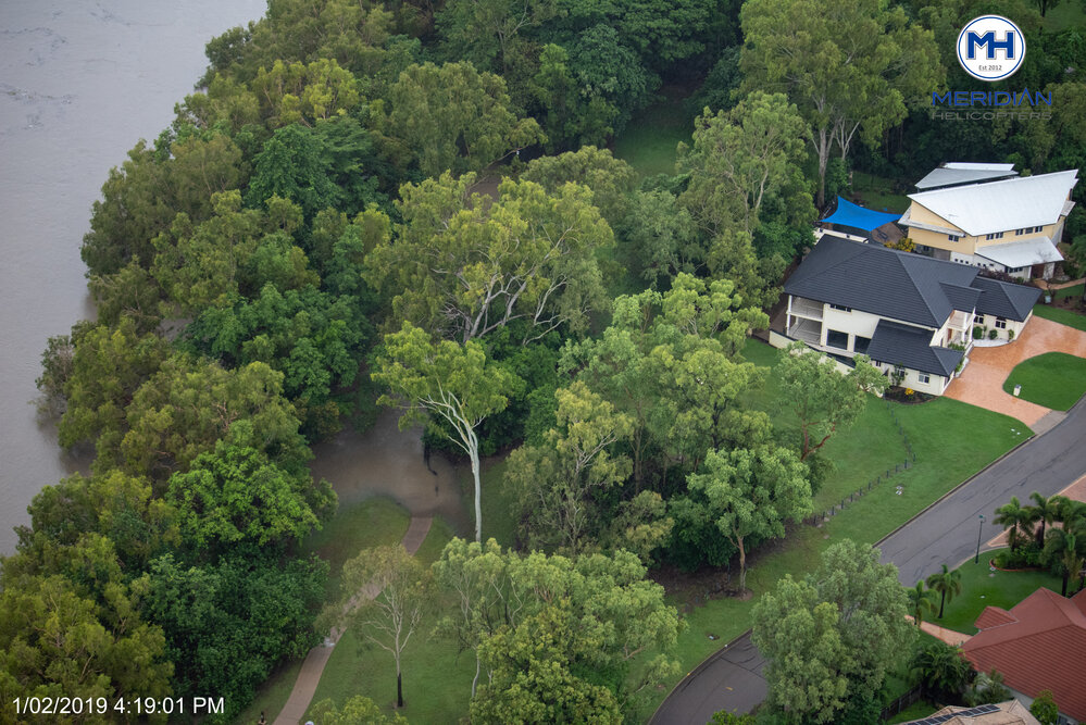 Douglas, aerial photograph during floods, 2019. 