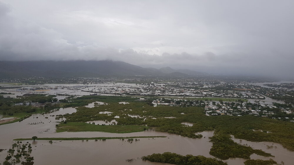 Abbott Street, Racecourse Road, aerial photograph during floods, 2019. 