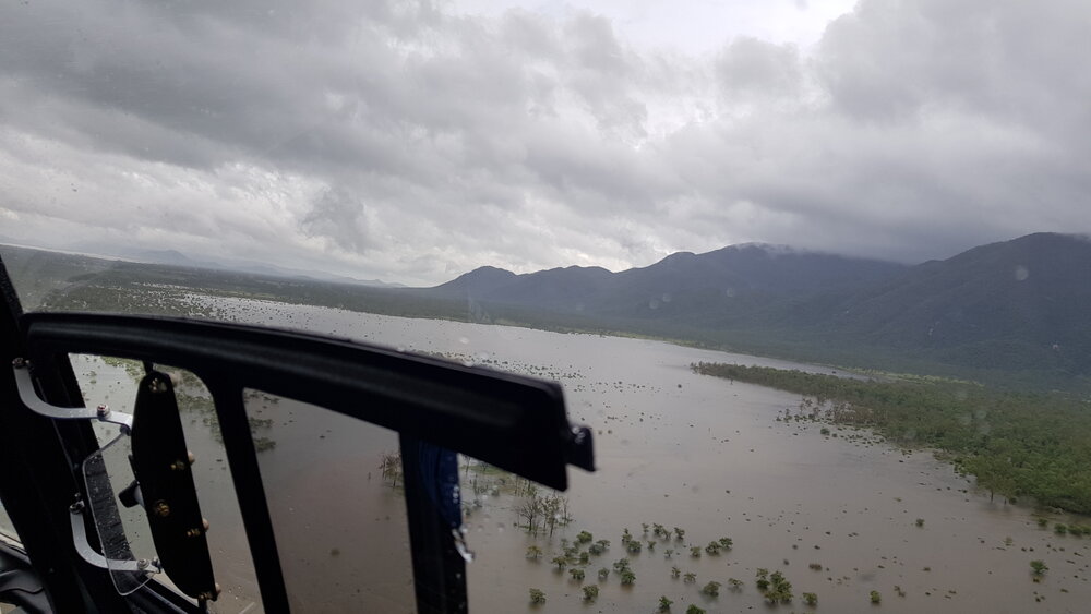 Majors Creek, aerial photograph during floods, 2019. 