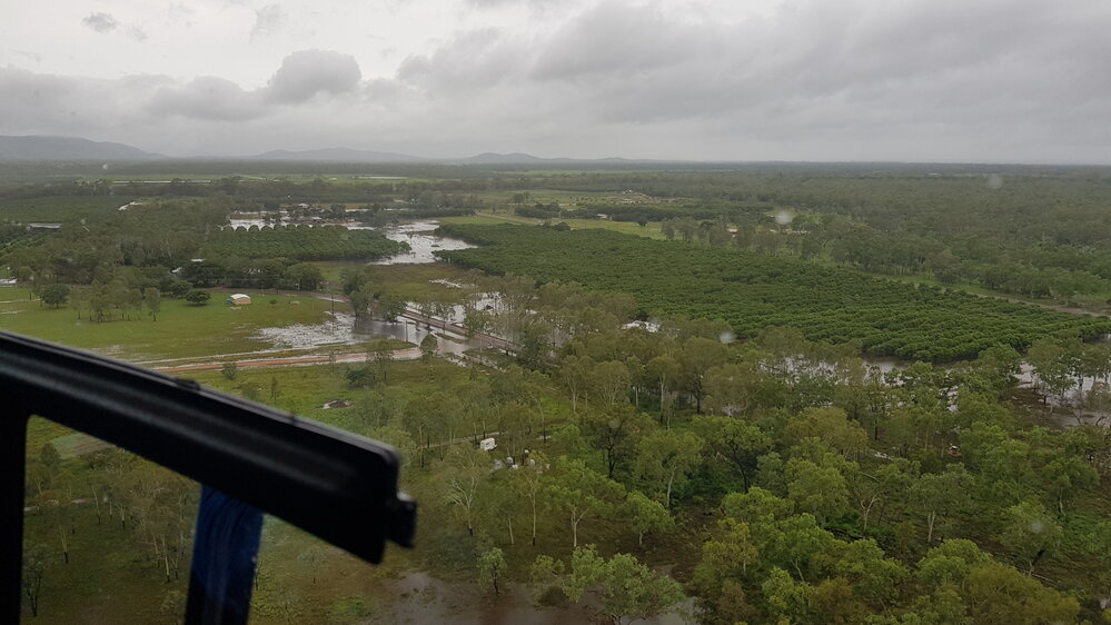 Major Creek Road (19&deg;35'58.8"S 146&deg;54'05.1"E), aerial photograph during floods, 2019. 