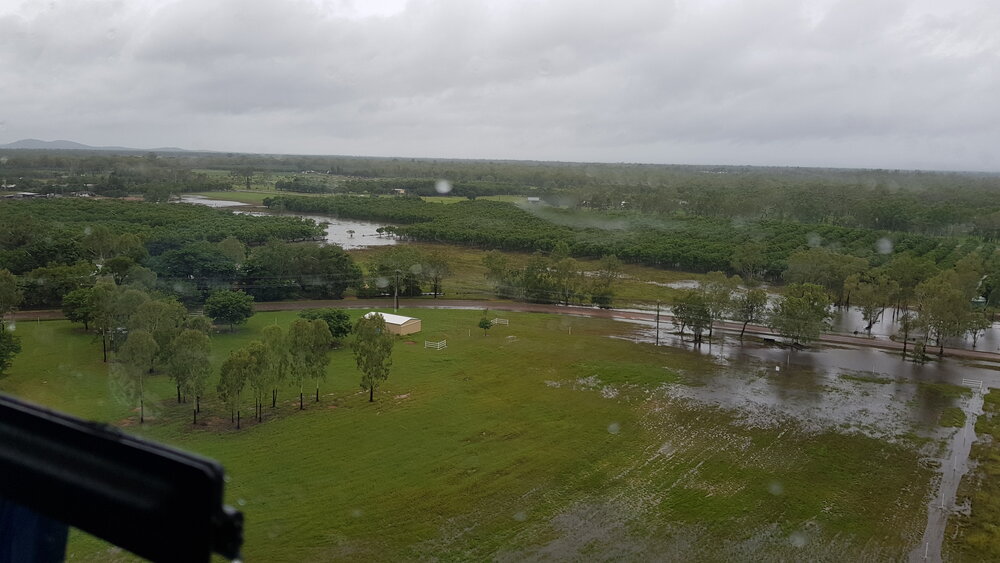 Major Creek Road (19&deg;35'58.8"S 146&deg;54'05.1"E), aerial photograph during floods, 2019. 