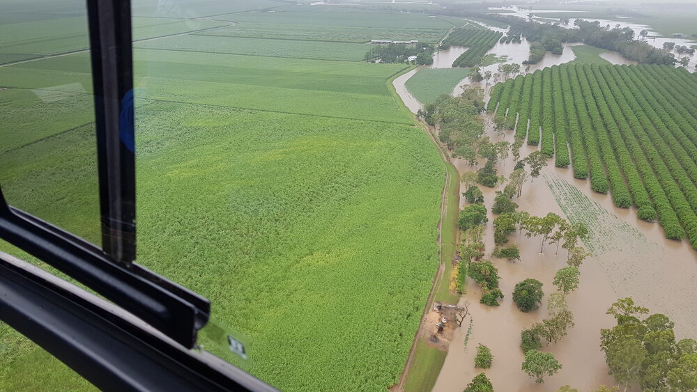 Woodstock Giru Road, Quigley Road, aerial photograph during floods, 2019. 
