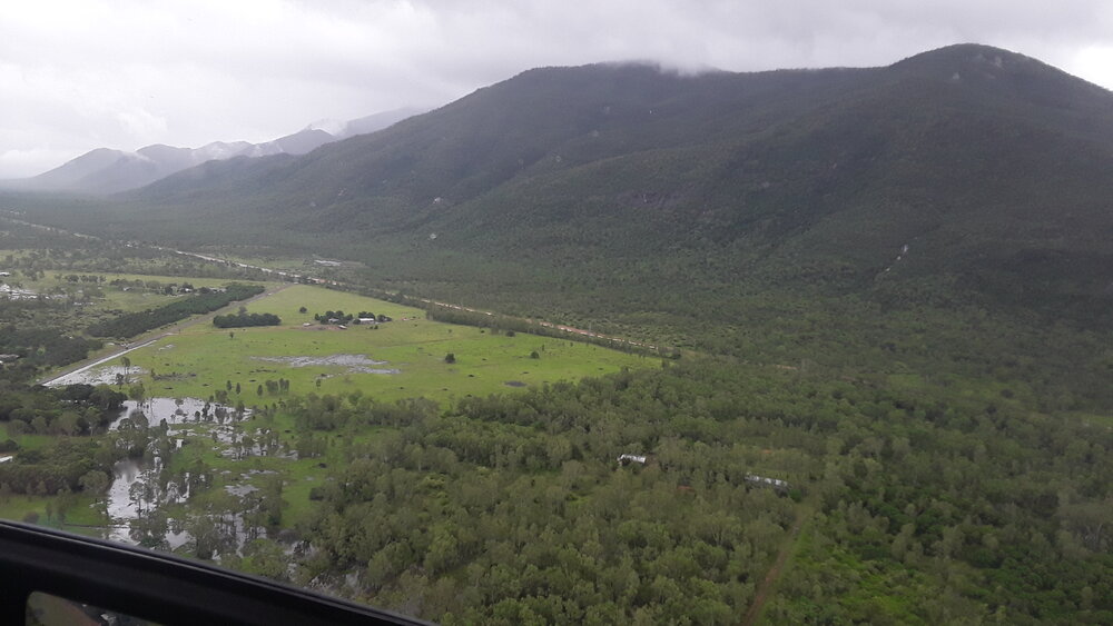Majors Creek, aerial photograph during floods, 2019. 