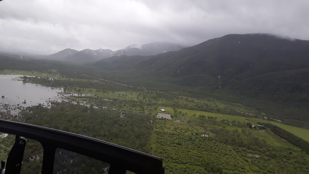 Clark Road (19&deg;34'39.5"S 146&deg;54'31.6"E), aerial photograph during floods, 2019
