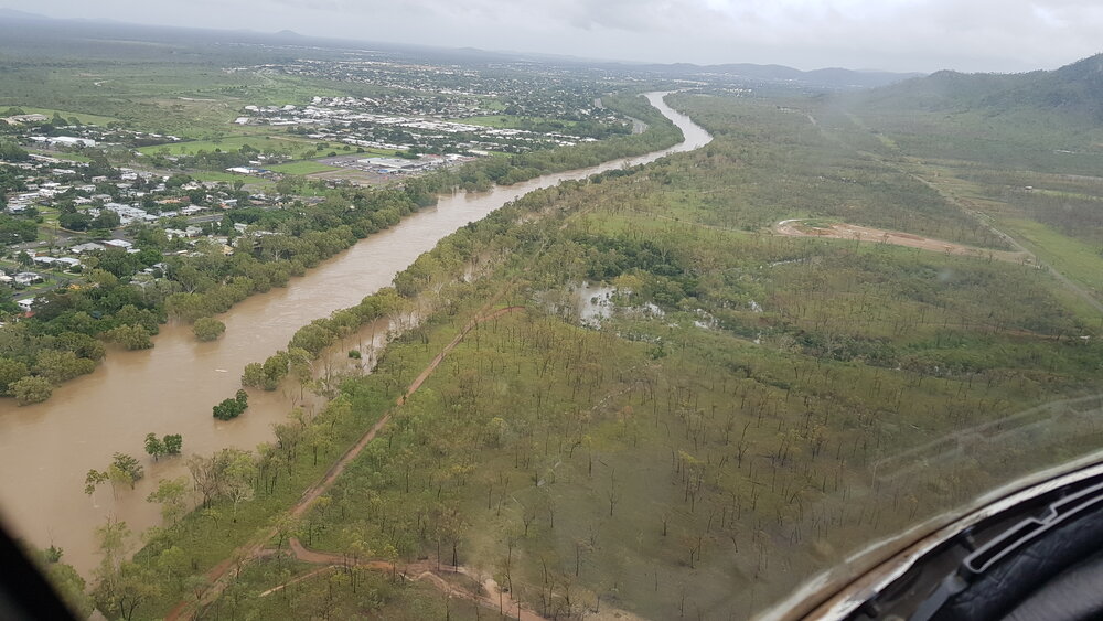 Ross River Rasmussen, aerial photograph during floods, 2019. 