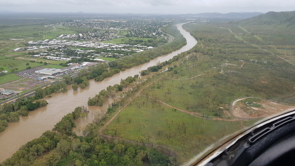Ross River Rasmussen, aerial photograph during floods, 2019. 