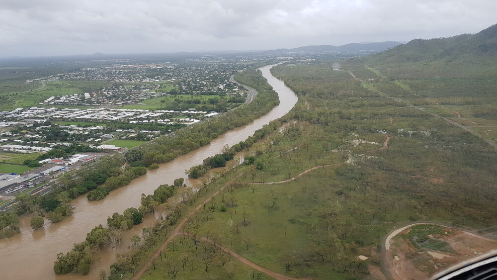 Ross River Rasmussen, aerial photograph during floods, 2019. 