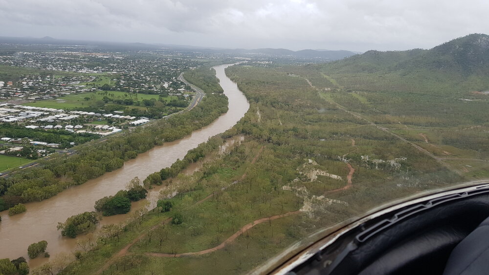 Ross River Rasmussen, aerial photograph during floods, 2019. 
