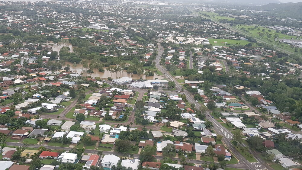Yolanda Drive, aerial photograph during floods, 2019. 