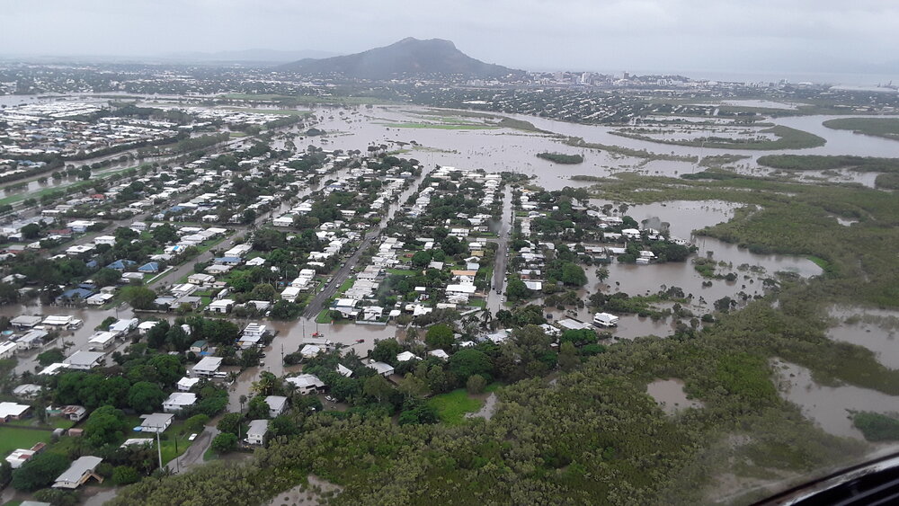 Abbott Street Oonoonba, Findlater Street, aerial photograph during floods, 2019. 