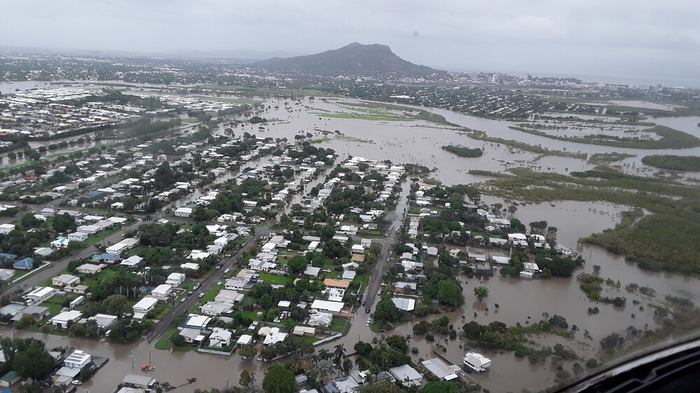 Abbott Street Oonoonba, Findlater Street, aerial photograph during floods, 2019. 