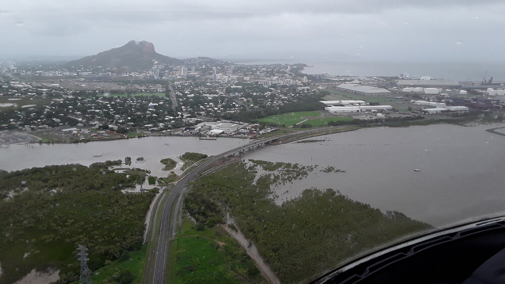 Townsville Port, aerial photograph during floods, 2019. 