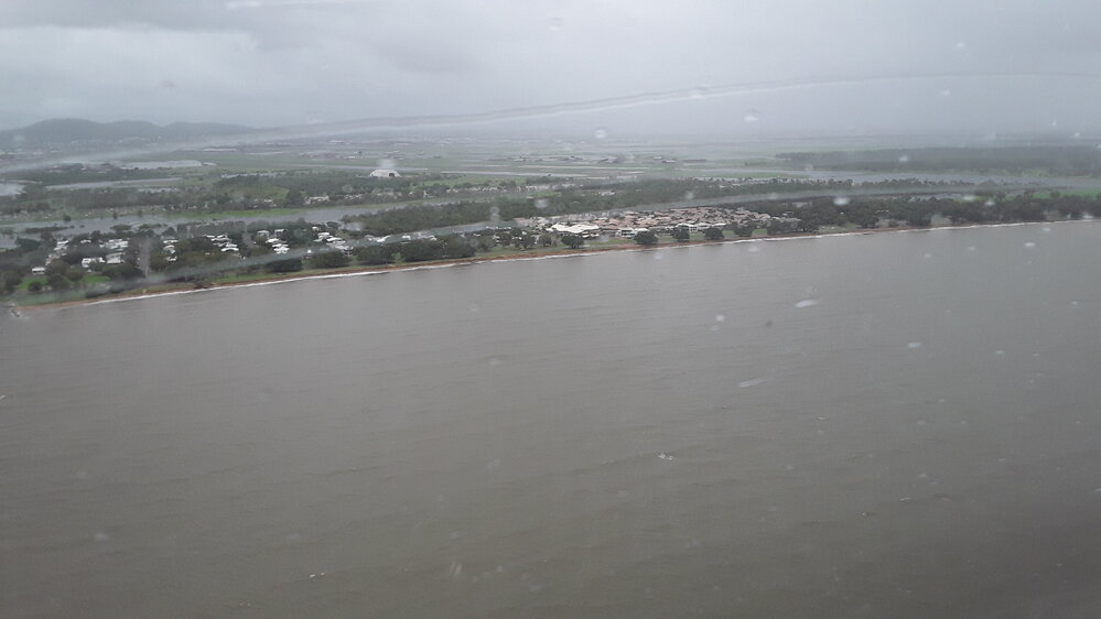 Rowes Bay, aerial photograph during floods, 2019. 