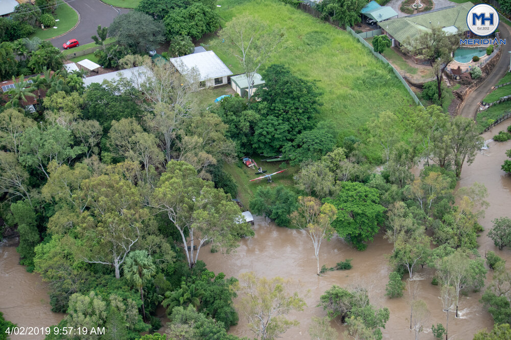 Kelso, aerial photograph during floods, 2019. 