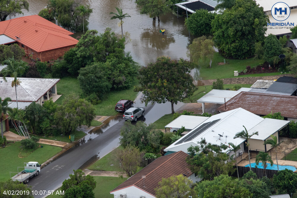 Annandale, aerial photograph during floods, 2019
