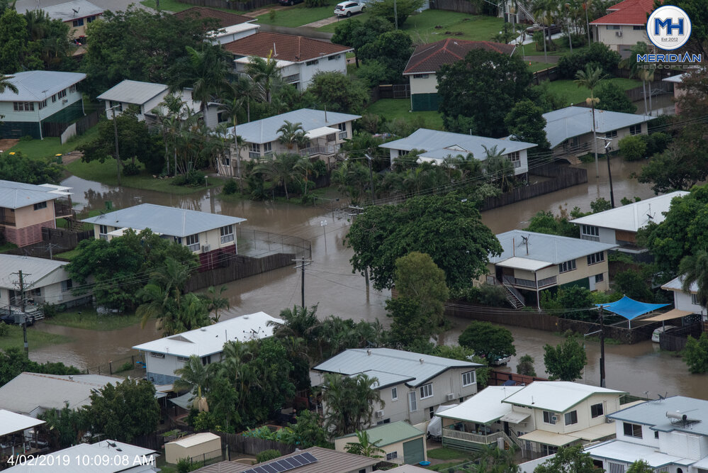 Aitkenvale, aerial photograph during floods, 2019. 