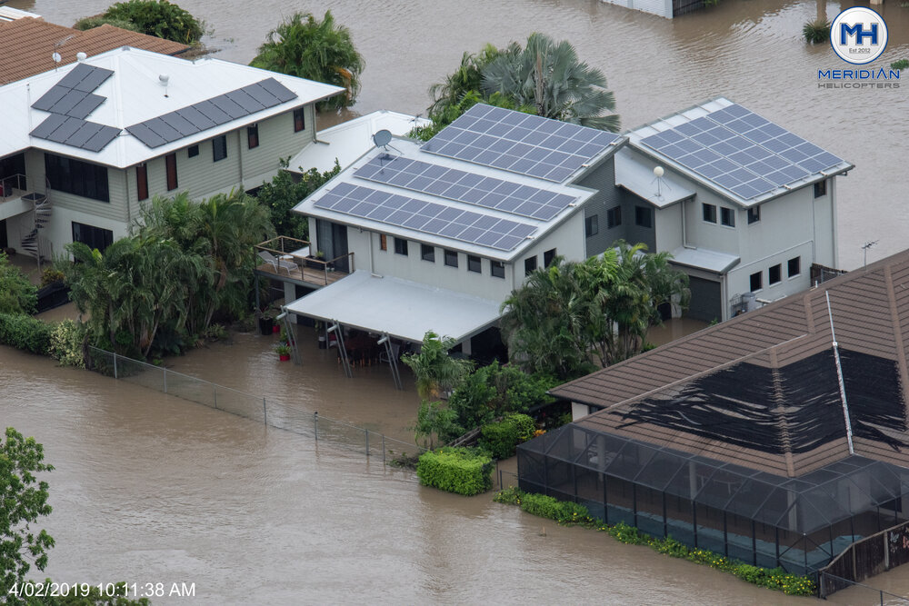 Inundated streets, aerial photograph during floods, 2019. 