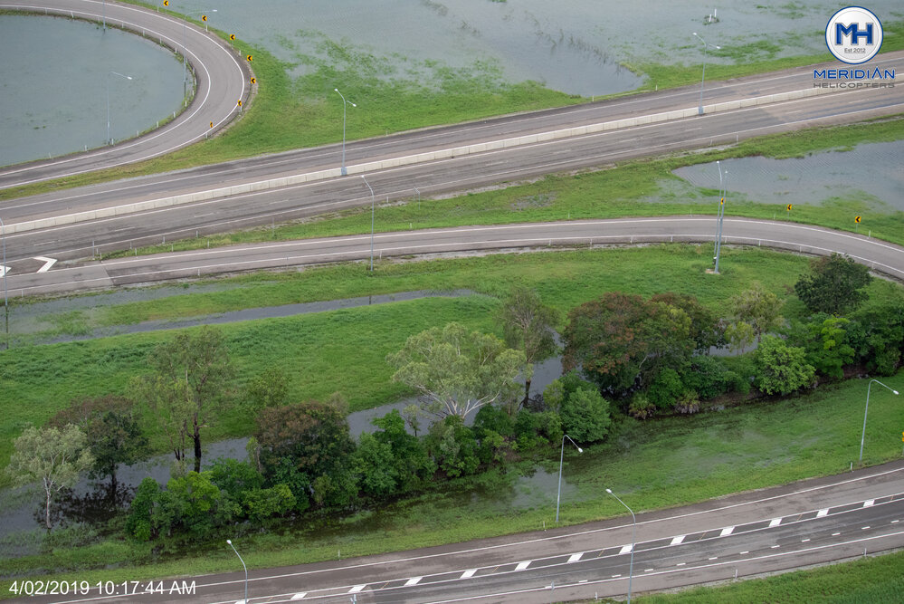 Abbott Street, aerial photograph during floods, 2019. 