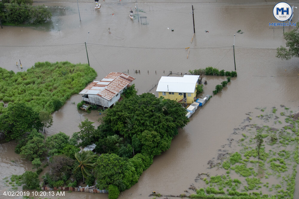 Idalia Streets, aerial photograph during floods, 2019. 