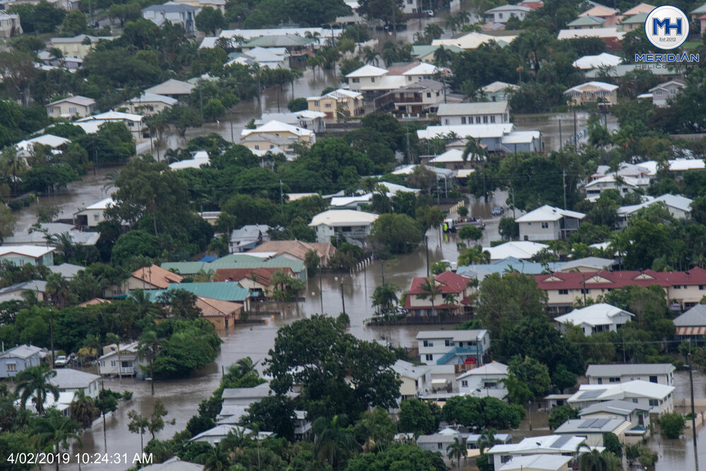 Inundated Streets Railway Estate, aerial photograph during floods, 2019. 