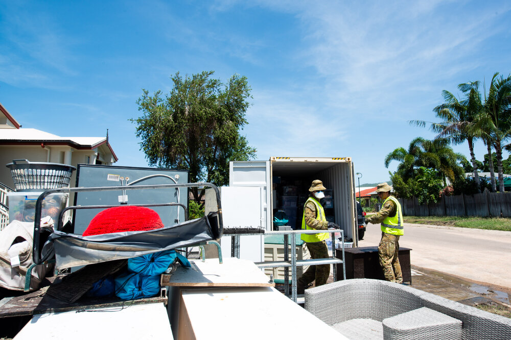 Army volunteers clean up residents homes, Annandale, 2019. 