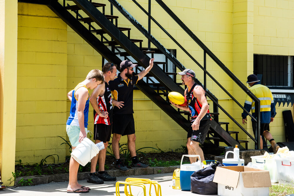 Hermit Park AFL Club volunteers clearing out clubhouse contents, Hermit Park, 2019