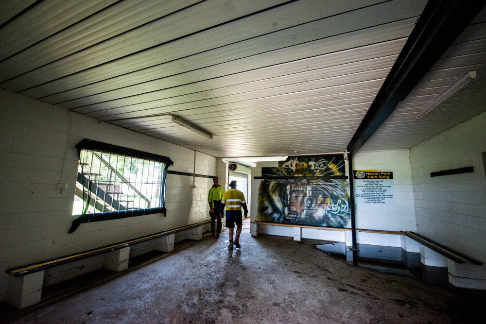 Hermit Park AFL Club volunteers in club house, Hermit Park, 2019
