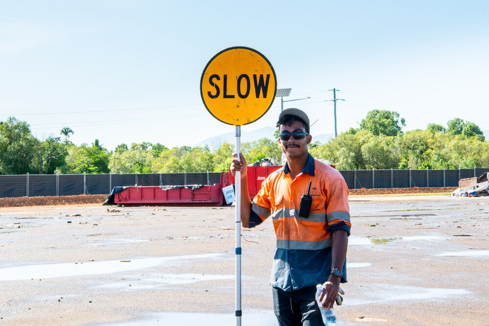 Staff Member at Lou Lister Park temporary transfer station, Hermit Park, 2019