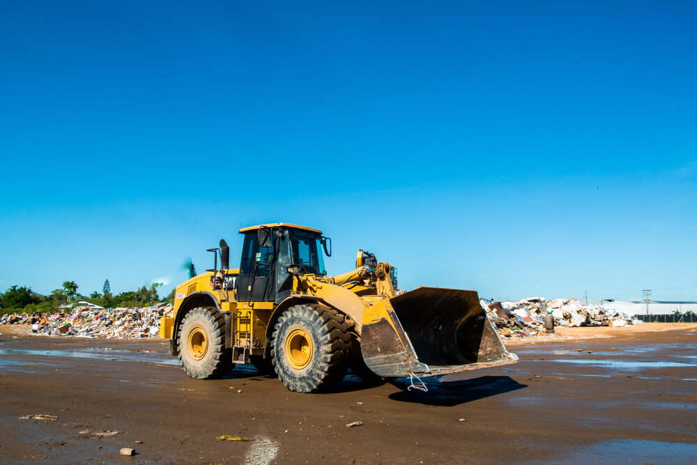 Machinery at Lou Lister Park temporary transfer station, Hermit Park, 2019