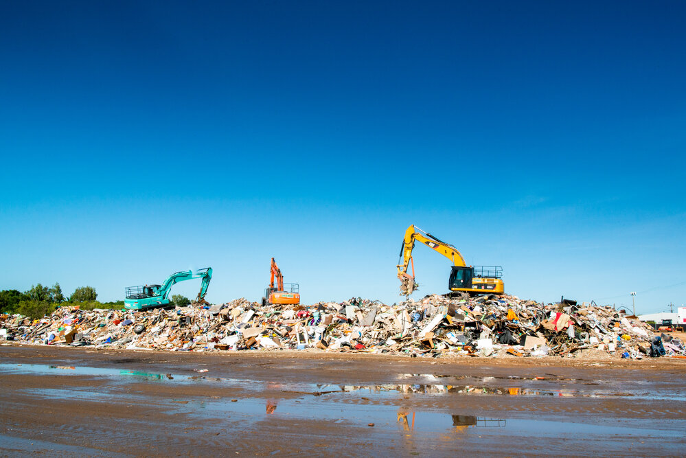 Machinery at Lou Lister Park temporary transfer station, Hermit Park, 2019