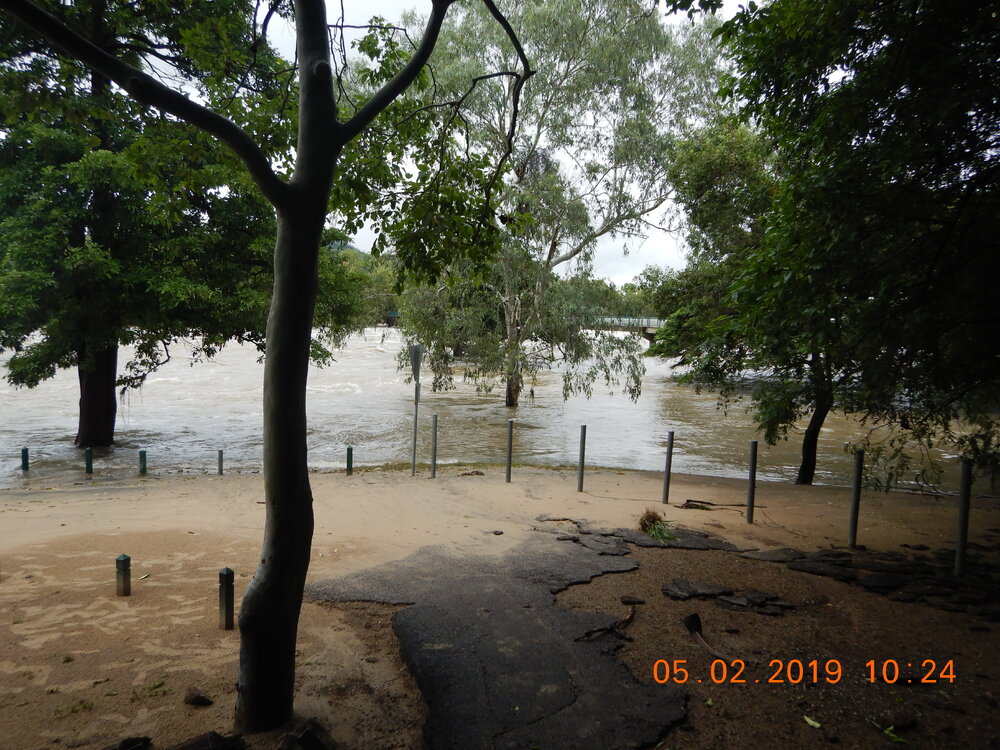 River inundation into Black Weir Park, 2019.