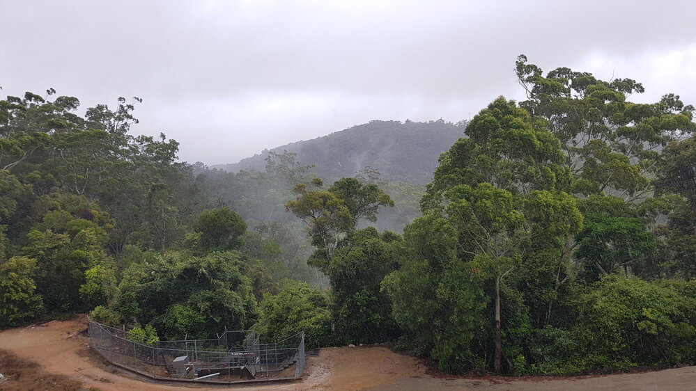 Rain falling over Paluma dam during the floods, 2019. 