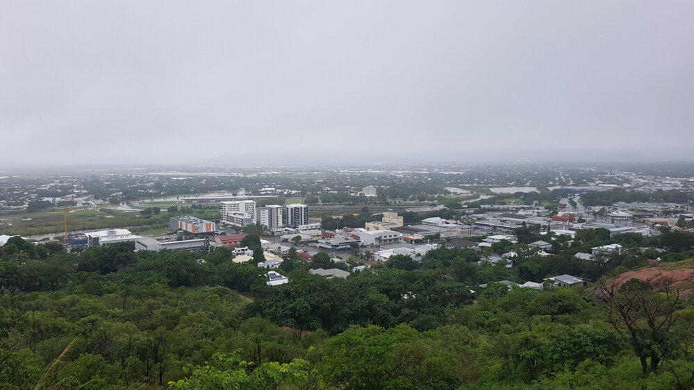 View from the foothills of Castle Hill overlooking the City and Railway Estate, 2019. 