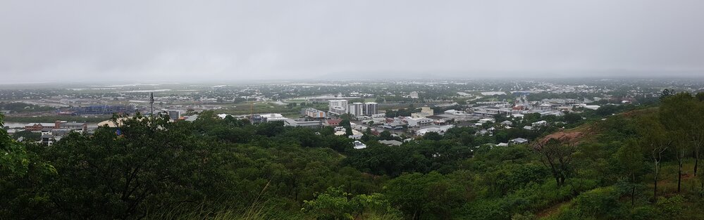 View from the foothills of Castle Hill overlooking the City and Railway Estate, 2019. 