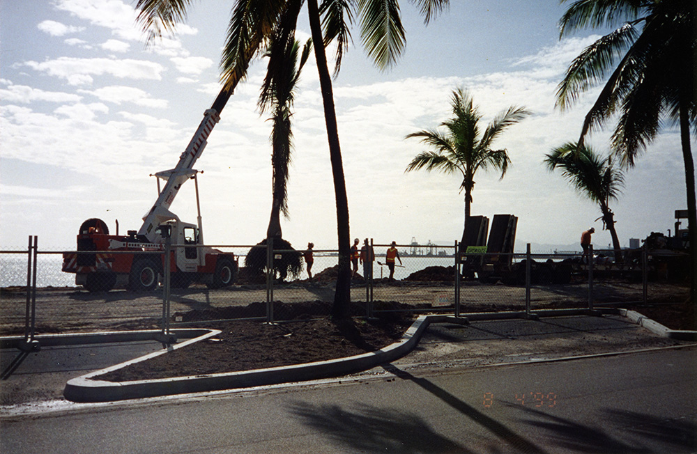 Transplanting a palm tree during the strand redevelopment, Townsville, 8 April, 1999