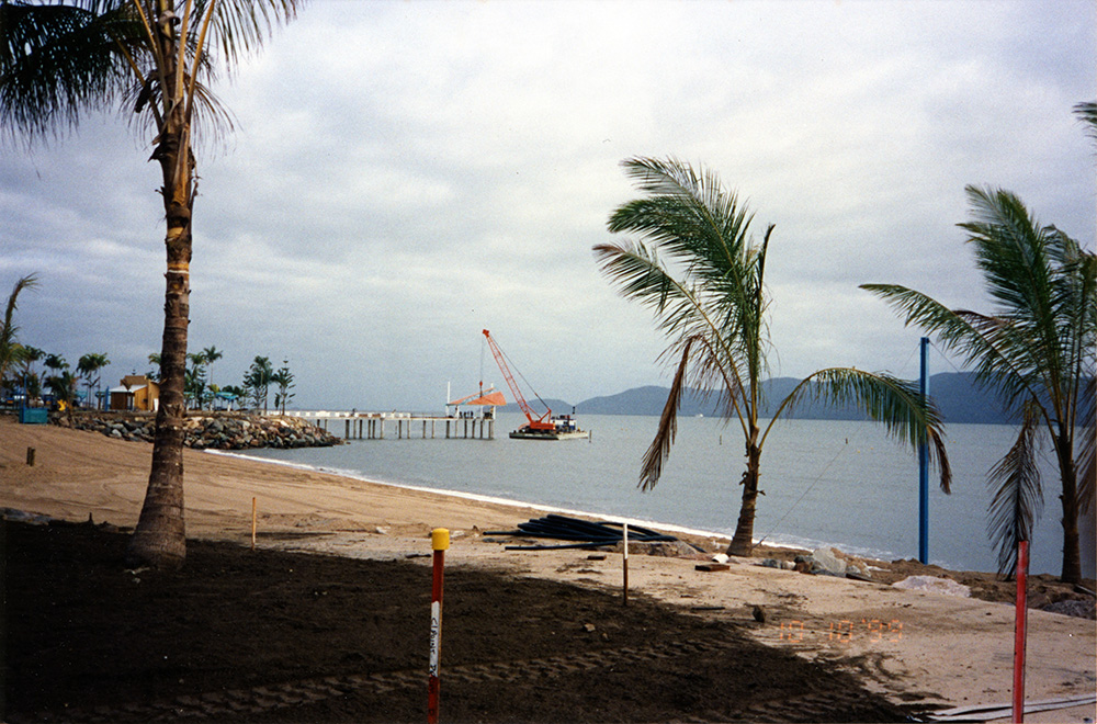 Work in progress on the pier during the strand redevelopment, Townsville, 1999
