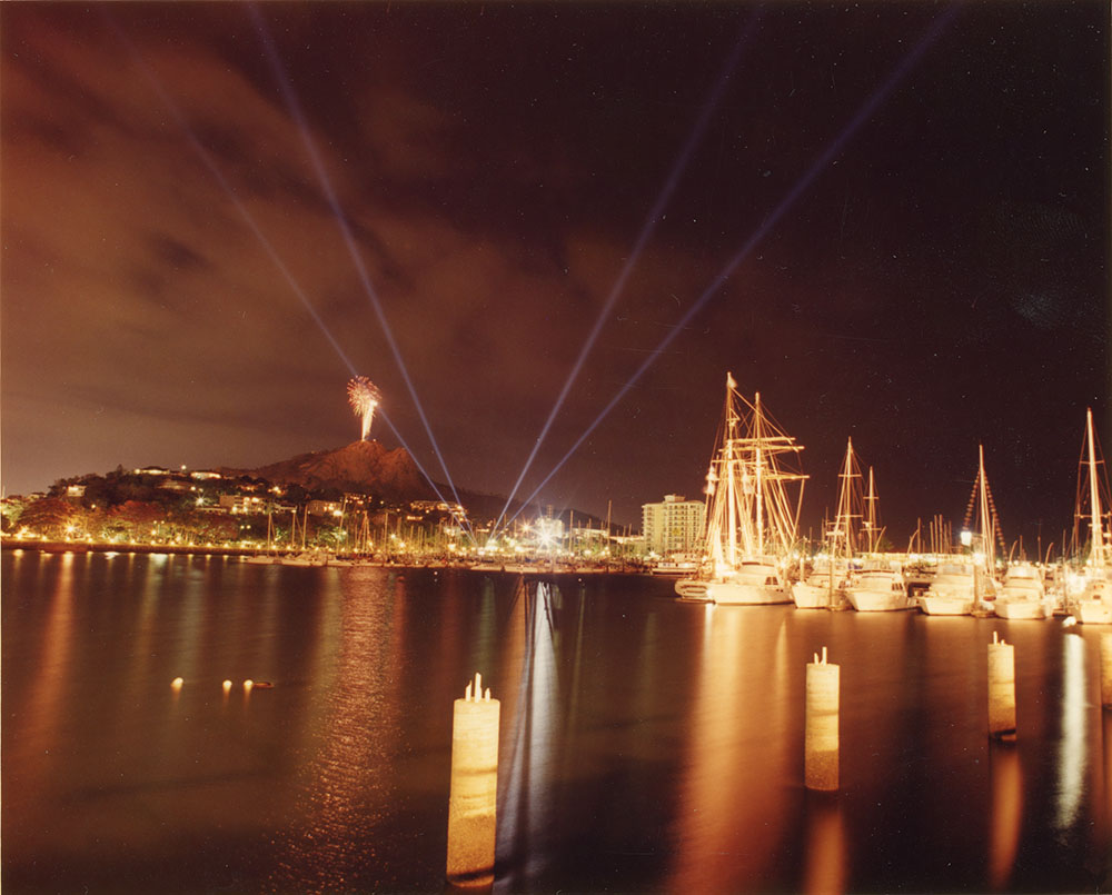 Searchlights and fireworks for VP50 / Townsville City Council staff