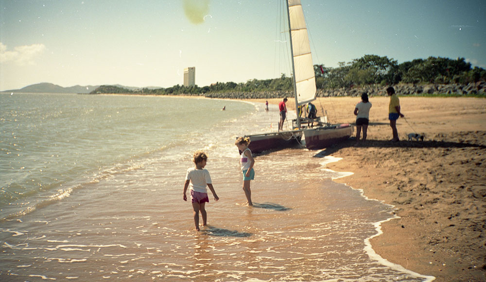 Recreational catamaran on the Strand, Townsville, 1991